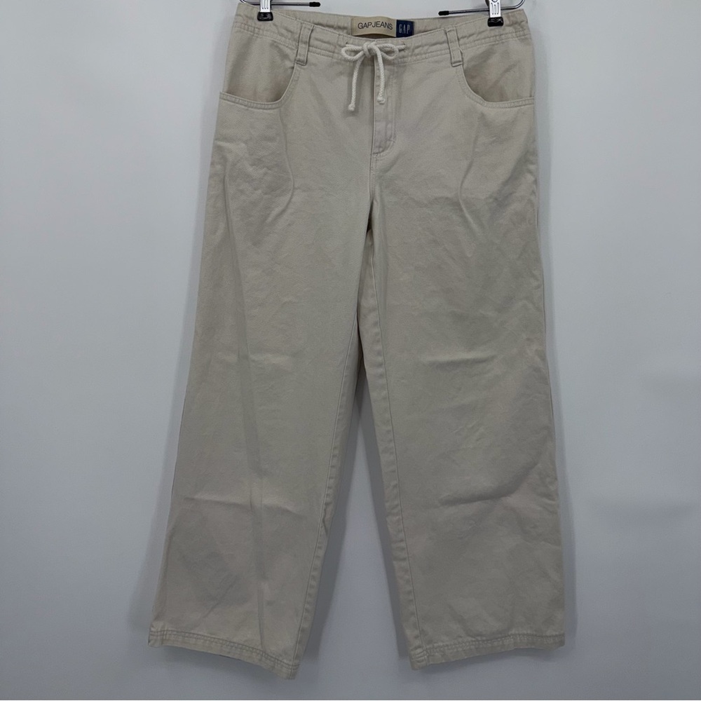Vtg Y2K GAP Drawstring High Rise Relaxed Fit Straight Leg Pants 100% Cotton